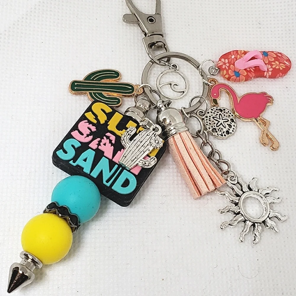 Handmade Sun Salt Sand Silicone Beaded Keychain